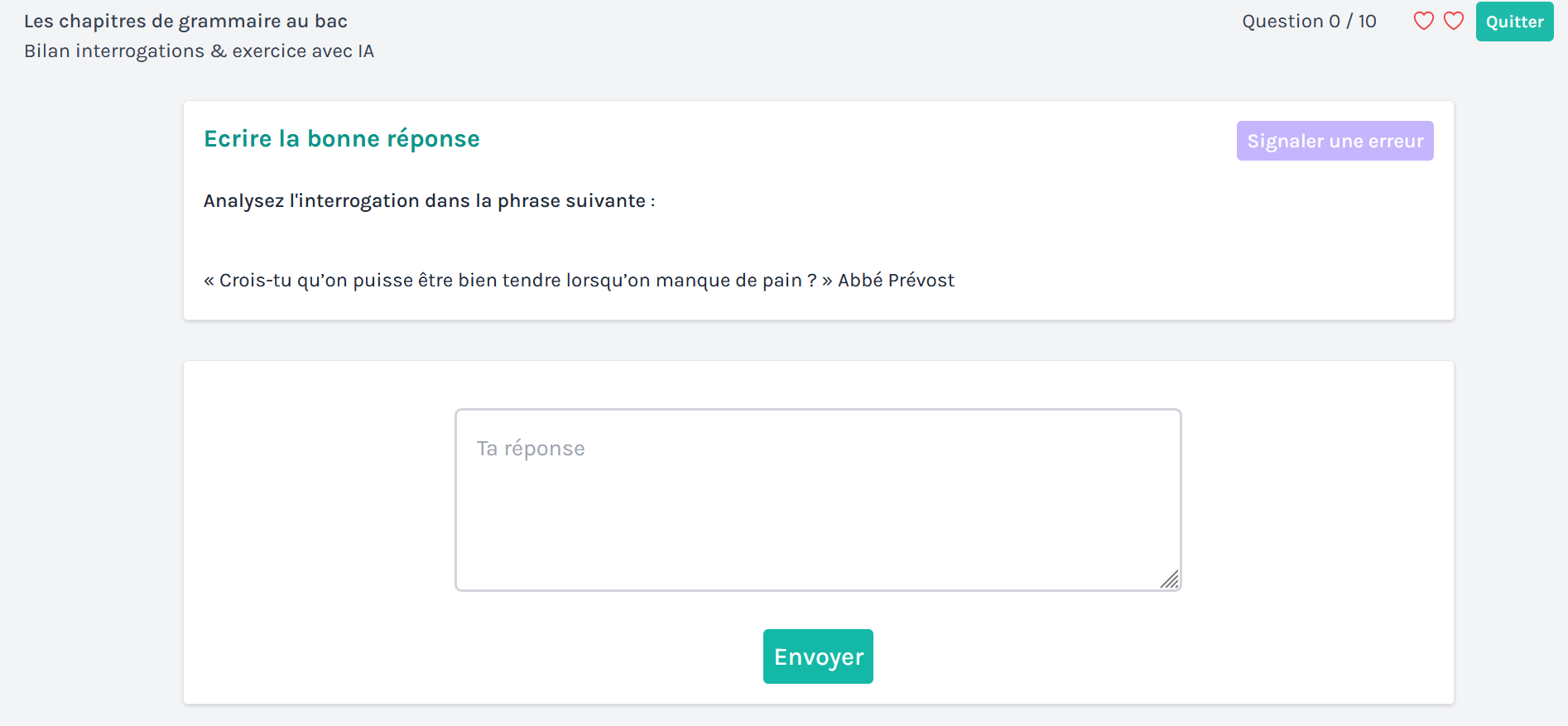 Exercices personnalisés